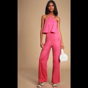 Lulus Hang With Me Pink Halter Jumpsuit Host Pick!